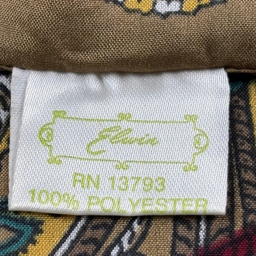 Elvein Scarf Unisex OS Brown Vintage Paisley Italian Made Polyester 34x68 Inches
